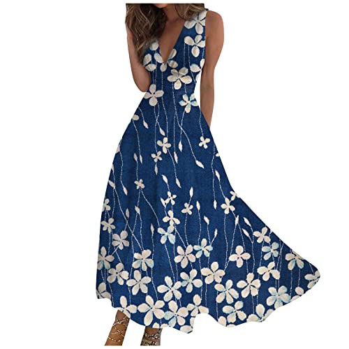 Maxikleid Damen Sommer Sommerkleid Kleider Maxi Strandkleid Tank Kleid Hochzeitsgast Frauen Sommerkleider Damen Leicht Und Luftig Cocktailkleid Langes Abendkleid Ballkleider Lang Ballkleid von FUPODD