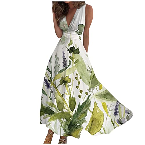 Maxikleid Damen Sommer Sommerkleid Kleider Maxi Strandkleid Tank Kleid Hochzeitsgast Frauen Sommerkleider Damen Leicht Und Luftig Cocktailkleid Langes Abendkleid Ballkleider Lang Ballkleid von FUPODD