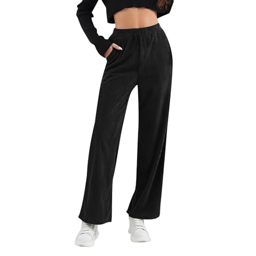 Palazzo Hose Damen High Waist Cordhose Frauen Weites Bein Freizeithose Lang Mit Gummizug Casual Locker Cord Hosen Mit Taschen Kordhose Baggy Bequem Gerippt Breitcord Marlenehose Einfarbig Palazzo Hose Damen High Waist Cordhose Frauen Weites Bein Freizeithose Lang Mit Gummizug Casual Locker Cord Hosen Mit Taschen Kordhose Baggy Bequem Gerippt Breitcord Marlenehose Einfarbig von FUPODD