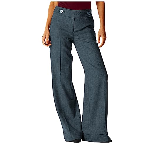 Palazzo Hose Damen High Waist Sommerhose Frauen Leicht Und Luftig Musselin Freizeithose Weites Bein Elegant Marlenehose Einfarbig Stoffhose Gerades Bein Causal Culottes Hosen Lang Business von FUPODD