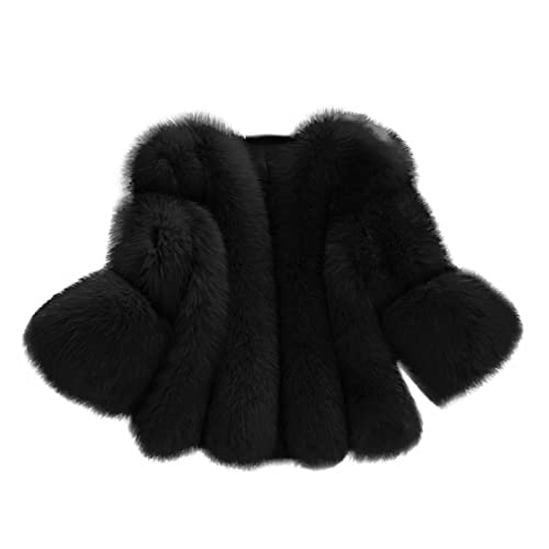 Pelzmantel Damen Kurz Dicker Felljacke Damen Kunstpelz Mantel Fleecejacke Frauen Flauschig Pelzjacke Faux Pelz Winterjacke Warm Gefüttert Kunstfell Oberbekleidung Dicke Wintermantel Winter von FUPODD