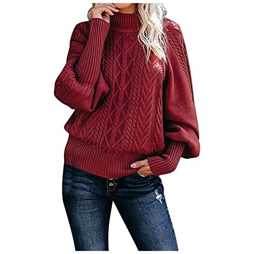 Pullover Damen Winter Dicker Grobstrickpullover Elegant Strickpullover Wollpullover Warm Winterpullover Frauen Casual Pulli Rollkragenpullover Oversize Damenpullover Langarm Bequem Sweater Pullover Damen Winter Dicker Grobstrickpullover Elegant Strickpullover Wollpullover Warm Winterpullover Frauen Casual Pulli Rollkragenpullover Oversize Damenpullover Langarm Bequem Sweater von FUPODD