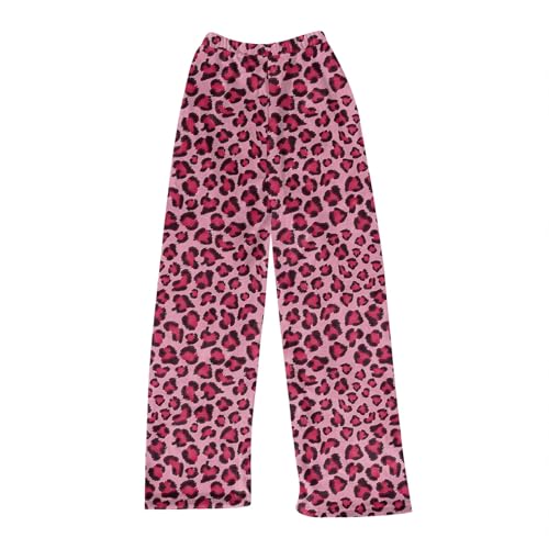 Pyjamahose Damen Lang Leoparden Schlafhose Flanell Freizeithose Warm Schlafanzughosen Winter Weich Nachtwäsche Jogginghose Lässige Hausanzug Bequeme Fleece-Pyjama Sporthose Frauen Flauschig von FUPODD