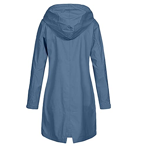 Regenjacke Damen Lang Wasserdicht Regenmantel Mit Kapuze Übergangsjacke Winddicht Trenchcoat Outdoor Mantel Atmungsaktiv Windbreaker Jacke Für Frauen Leichte Regenparka Wandern Funktionsjacke von FUPODD
