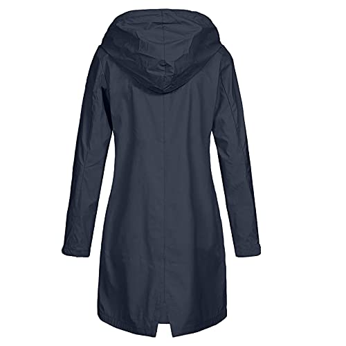 Regenjacke Damen Lang Wasserdicht Regenmantel Mit Kapuze Übergangsjacke Winddicht Trenchcoat Outdoor Mantel Atmungsaktiv Windbreaker Jacke Für Frauen Leichte Regenparka Wandern Funktionsjacke von FUPODD
