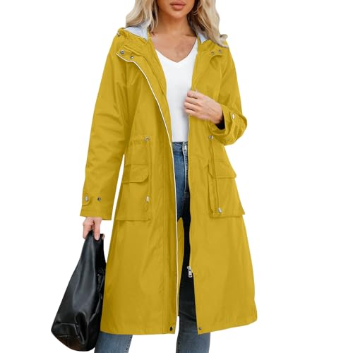 Regenjacke Damen Outdoorjacke Damen Wasserdicht Atmungsaktiv Herbstjacke Fahrrad Regenjacke Atmungsaktiv Regenponcho Mit Ärmel Schwarze Damenjacke Große Größen Jacke Ultraleichte Segeljacke von FUPODD