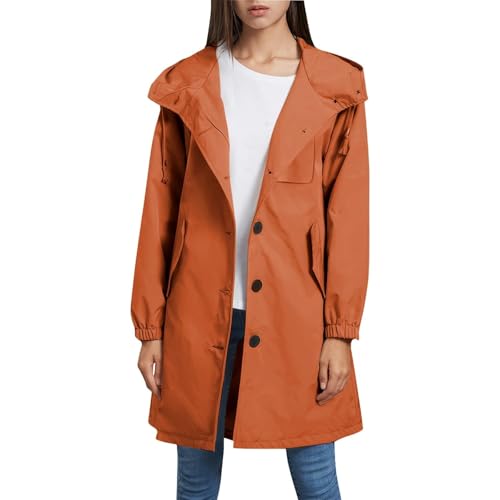 Regenjacke Damen Outdoorjacke Damen Wasserdicht Atmungsaktiv Herbstjacke Regenponcho Mit Ärmel Schwarze Damenjacke Große Größen Ultraleichte Jacke Fahrrad Regenjacke Atmungsaktiv Segeljacke von FUPODD