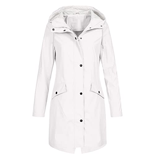 Regenjacke Wasserdichte Jacke Übergangsmantel Windbreaker Regenponcho Fahrrad Regenmantel Softshelljacke Sommerjacke Damen Leicht Mantel Motorrad Regenbekleidung Trenchcoat Lang Wetterjacken von FUPODD
