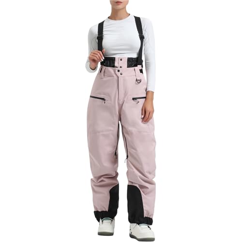 Skihose Damen Wasserdicht Schneehose Hosenträgerhose Winddichte Outdoorhose Snowboardhose Softshellhose Warme Gefütterte Skilanglaufhose Frauen Thermohose Wanderhose Warm Latzhose Ski Pant von FUPODD
