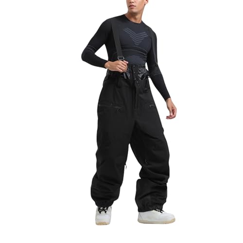 Skihose Herren Gefüttert Mit Träger Schneehose Winter Wasserdicht Snowboardhose Latzhose Herren Winterhose Warm Outdoorhose Mit Hosenträger Ski Hosen Für Männer Softshellhose Winddicht von FUPODD