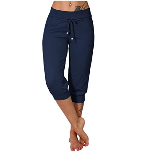 Sommerhose Damen Leicht Kurz Damen Arbeitshose Leichte Sommerhose Damen 3/4 Sport Hosen Damen Boho Hose Damen Caprihose Sommer 3/4 Jogginghose Damen Caprihosen Damen 3/4 Sommer Baumwollhose Damen von FUPODD