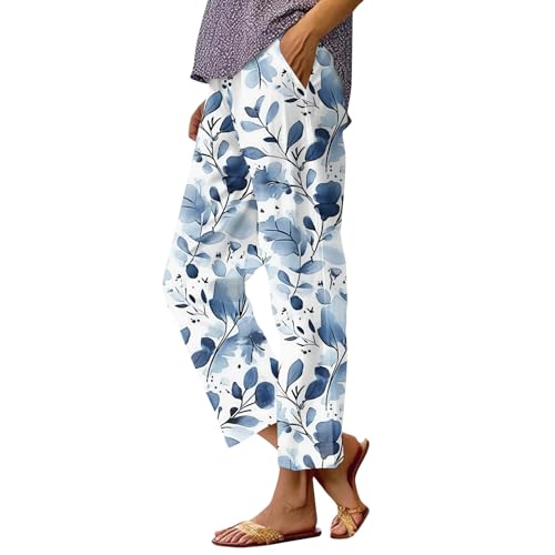 Sommerhosen Damen Leicht Luftig Stoffhose Damen Blumen Musselin Hose Damen Mit Gummizug Schlupfhose Strandhose Damen Mit Taschen Palazzo Hose Damen Lockere Freizeithose Damen Bequeme Plissee Hose Sommerhosen Damen Leicht Luftig Stoffhose Damen Blumen Musselin Hose Damen Mit Gummizug Schlupfhose Strandhose Damen Mit Taschen Palazzo Hose Damen Lockere Freizeithose Damen Bequeme Plissee Hose von FUPODD