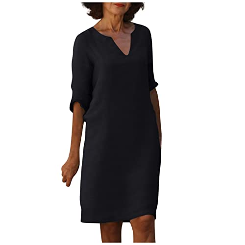 Sommerkleid Damen Knielang Tunika Kleid Sommer Elegant V Ausschnitt Casual Sommerkleider Damen Leicht Und Luftig Boho Strandkleid Halbarm Damenkleider Frauen A Linie Locker Kleider Vintage Sommerkleid Damen Knielang Tunika Kleid Sommer Elegant V Ausschnitt Casual Sommerkleider Damen Leicht Und Luftig Boho Strandkleid Halbarm Damenkleider Frauen A Linie Locker Kleider Vintage von FUPODD