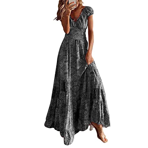 Sommerkleid Damen Lang A Linie Korsett Maxikleider Vintage Blumen Kleider Frauen Sommer Elegant V Ausschnitt Sommerkleider Leicht Und Luftig Damenkleider Maxi Schwingen Blumenkleid Kurzarm Sommerkleid Damen Lang A Linie Korsett Maxikleider Vintage Blumen Kleider Frauen Sommer Elegant V Ausschnitt Sommerkleider Leicht Und Luftig Damenkleider Maxi Schwingen Blumenkleid Kurzarm von FUPODD