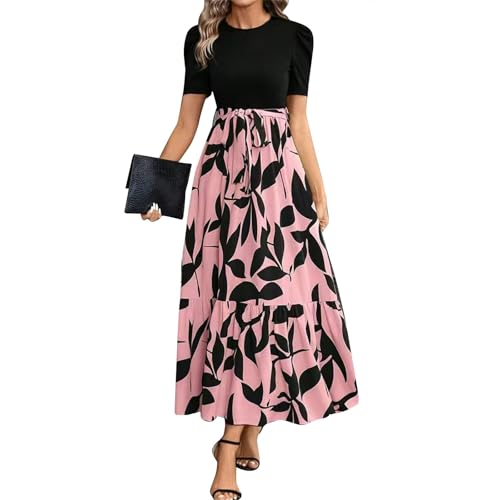 Sommerkleid Damen Lang Elegant Maxikleid Sommer Kurzarm Plissee Kleider Frauen Lässig Kleid A Linie Rüschen Patchwork Sommerkleider Leicht Und Luftig Party Strandkleid Hohe Taille Mit Gürtel Sommerkleid Damen Lang Elegant Maxikleid Sommer Kurzarm Plissee Kleider Frauen Lässig Kleid A Linie Rüschen Patchwork Sommerkleider Leicht Und Luftig Party Strandkleid Hohe Taille Mit Gürtel von FUPODD