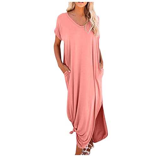 Sommerkleid Damen Lang Elegant Tunika Kleid Damen Sommer Einfarbig Kleider Frauen Locker Sommerkleider Leicht und Luftig Strandkleid mit Ärmeln Maxikleid Große Größen Freizeitkleider A-Linien Sommerkleid Damen Lang Elegant Tunika Kleid Damen Sommer Einfarbig Kleider Frauen Locker Sommerkleider Leicht und Luftig Strandkleid mit Ärmeln Maxikleid Große Größen Freizeitkleider A-Linien von FUPODD