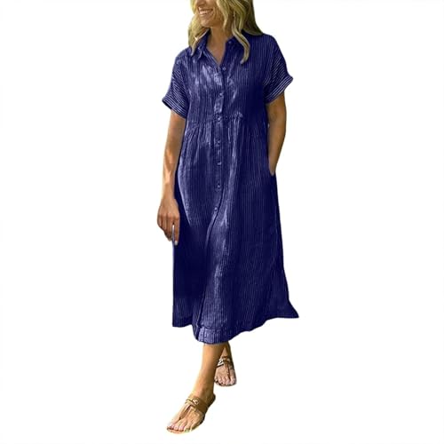 Sommerkleid Damen Lang Gestreift Kleider Sommer A Linie Hemdblusenkleid Mit Knopfleiste Tunika Kleid Elegant Maxi Hemdkleid Mit Taschen Maxikleider Streifen Sommerkleider Leicht Und Luftig Sommerkleid Damen Lang Gestreift Kleider Sommer A Linie Hemdblusenkleid Mit Knopfleiste Tunika Kleid Elegant Maxi Hemdkleid Mit Taschen Maxikleider Streifen Sommerkleider Leicht Und Luftig von FUPODD