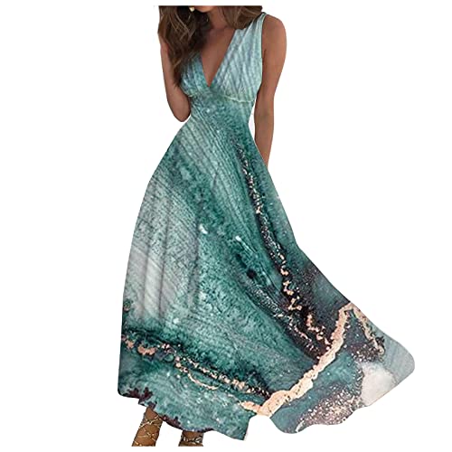 Sommerkleid Damen Lang Kleider Damen Sommer Elegant Maxikleider A Linien Sommerkleider Leicht Und Luftig Strandkleid Kleid Damenkleider Leichtes Maxikleid Luftiges Partykleid Blumenkleid von FUPODD