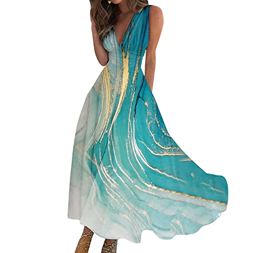 Sommerkleid Damen Lang Kleider Damen Sommer Elegant Maxikleider A Linien Sommerkleider Leicht Und Luftig Strandkleid Kleid Damenkleider Leichtes Maxikleid Luftiges Partykleid Freizeitkleider von FUPODD