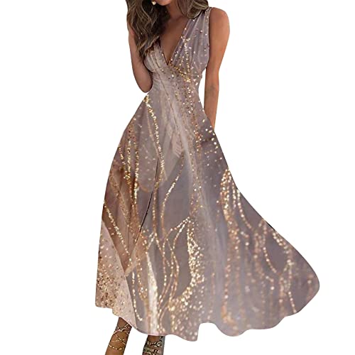 Sommerkleid Damen Lang Kleider Damen Sommer Elegant Maxikleider A Linien Sommerkleider Leicht Und Luftig Strandkleid Kleid Damenkleider Leichtes Maxikleid Luftiges Partykleid Freizeitkleider von FUPODD
