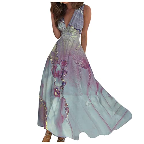Sommerkleid Damen Lang Kleider Damen Sommer Elegant Maxikleider A Linien Sommerkleider Leicht Und Luftig Strandkleid Kleid Damenkleider Leichtes Maxikleid Luftiges Partykleid Freizeitkleider von FUPODD