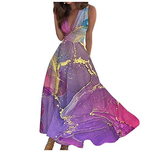 Sommerkleid Damen Lang Kleider Damen Sommer Elegant Maxikleider A Linien Sommerkleider Leicht Und Luftig Strandkleid Kleid Damenkleider Leichtes Maxikleid Luftiges Partykleid Freizeitkleider von FUPODD