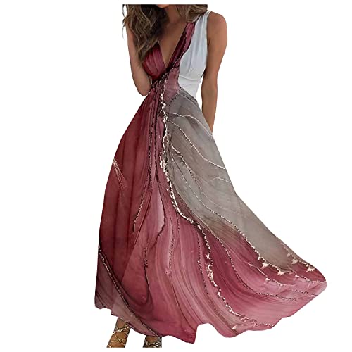 Sommerkleid Damen Lang Kleider Damen Sommer Elegant Maxikleider A Linien Sommerkleider Leicht Und Luftig Strandkleid Kleid Damenkleider Leichtes Maxikleid Luftiges Partykleid Freizeitkleider von FUPODD