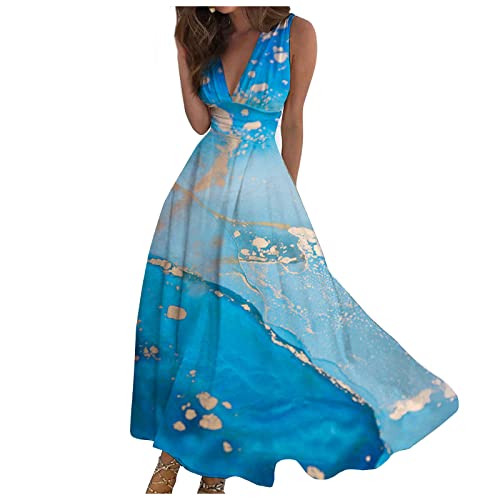 Sommerkleid Damen Lang Kleider Damen Sommer Elegant Maxikleider A Linien Sommerkleider Leicht Und Luftig Strandkleid Kleid Damenkleider Leichtes Maxikleid Luftiges Partykleid Freizeitkleider von FUPODD