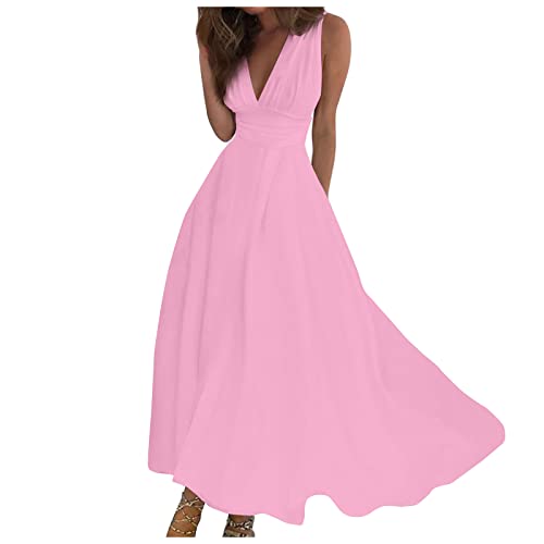 Sommerkleid Damen Lang Kleider Damen Sommer Elegant Maxikleider A Linien Sommerkleider Leicht Und Luftig Strandkleid Kleid Damenkleider Leichtes Maxikleid Luftiges Partykleid Freizeitkleider von FUPODD