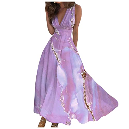 Sommerkleid Damen Lang Kleider Damen Sommer Elegant Maxikleider A Linien Sommerkleider Leicht Und Luftig Strandkleid Kleid Damenkleider Leichtes Maxikleid Luftiges Partykleid Freizeitkleider von FUPODD