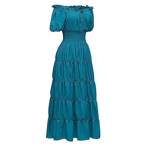 Sommerkleid Damen Maxi Kleid Karneval Kostüm Renaissance Ballkleid Elegant Abendkleider Lang Faschingskostüme Kleider Mittelalter Cocktailkleid Frauen Hochzeit Party Abschlusskleid Fasching von FUPODD