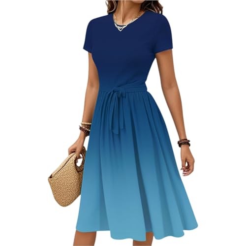 Sommerkleider Damen Leicht Und Luftig Elegant Strandkleid Lang Schlichtes Damenkleider Sommer A Linien Blusenkleid Festlich Prinzessin Kleid Für Hochzeit Als Gast Boho-Kleid Lange Einfarbig von FUPODD