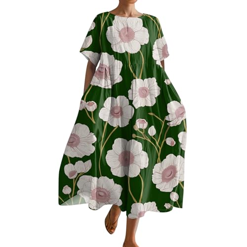 Sommerkleider Damen Leicht Und Luftig Sommerkleid Lang Elegant Locker Kleider Frauen Sommer Mit Taschen Maxikleid A Linien Strandkleid Blumen Große Größen Boho Tunika Kleid Kurzarm Freizeit Sommerkleider Damen Leicht Und Luftig Sommerkleid Lang Elegant Locker Kleider Frauen Sommer Mit Taschen Maxikleid A Linien Strandkleid Blumen Große Größen Boho Tunika Kleid Kurzarm Freizeit von FUPODD