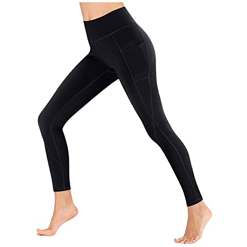 Sport Leggings Damen Gym Leggins Frauen Mit Taschen Sportleggins Lang Gym Push Up Stretch-Jeggings Blickdicht Bauchweg Sporthose Weiche Hosen Elastisch Yogahose Festival Outfit Laufhose von FUPODD