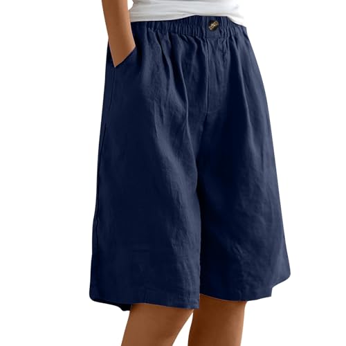 Sporthose Damen Kurz Mit Tasche Knielange Hosen Casual Caprihose Damen Weite Stoffhose Damen Sommer Leicht Hotpants Damen Musselin Hose Mit Gummizug Plissee Hose Jogginghose Damen Kurz Tennishose von FUPODD