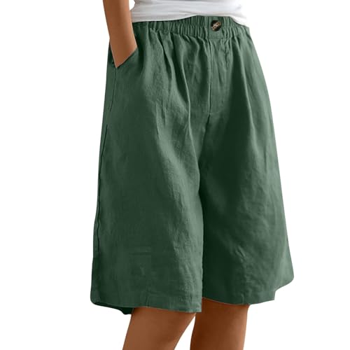 Sporthose Damen Kurz Mit Tasche Knielange Hosen Casual Caprihose Damen Weite Stoffhose Damen Sommer Leicht Hotpants Damen Musselin Hose Mit Gummizug Plissee Hose Jogginghose Damen Kurz Tennishose von FUPODD
