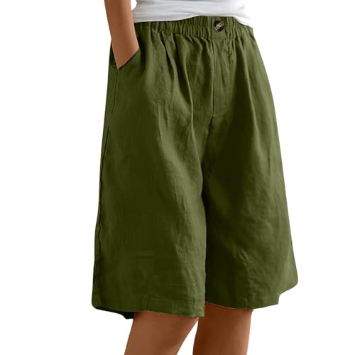 Sporthose Damen Kurz Mit Tasche Knielange Hosen Casual Caprihose Damen Weite Stoffhose Damen Sommer Leicht Hotpants Damen Musselin Hose Mit Gummizug Plissee Hose Jogginghose Damen Kurz Tennishose von FUPODD