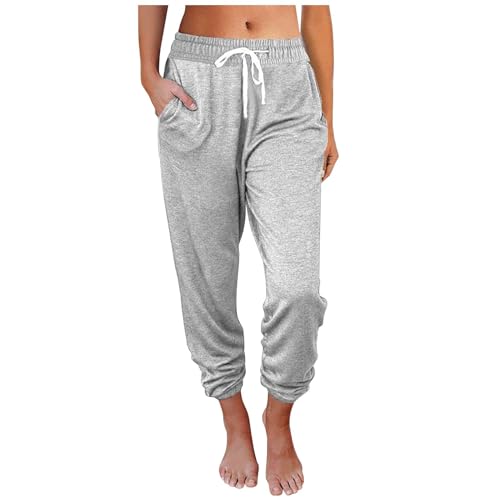 Sporthose Damen Lang Jogginghose Damen Mit Gummizug Sweathose Damen Mit Taschen Laufhose Sommerhose Damen Leicht Freizeithose Cargohose Damen Baggy Arbeitshose Wanderhose Damen Bequeme Trekkinghose von FUPODD