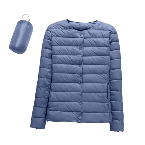 Steppjacke Damen Leicht Daunenjacke Packbare Übergangsjacke Winterjacke Damen Warm Puffer Jacke Winter Mantel Einfarbig Daunenmantel Mit Knöpfen Steppmantel Frauen Freizeit Wandern Reisen von FUPODD