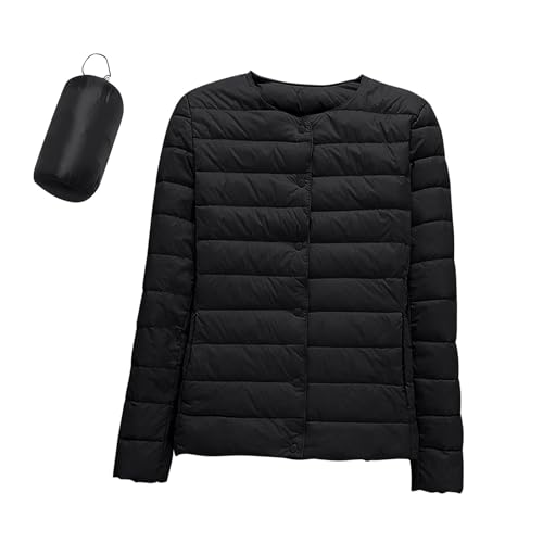 Steppjacke Damen Leicht Daunenjacke Packbare Übergangsjacke Winterjacke Damen Warm Puffer Jacke Winter Mantel Einfarbig Daunenmantel Mit Knöpfen Steppmantel Frauen Freizeit Wandern Reisen von FUPODD