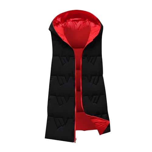 Steppweste Damen Lang Dicke Daunenweste Warm Steppweste Damen Mit Kapuze Daunenjacke Damen Winter Lange Steppweste Damen Ärmellos Damen Daunenmantel mit Reissverschluss Frauen Weste Hooded von FUPODD