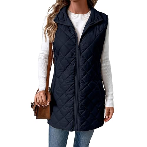 Steppweste Damen Mittellang Winter Leichte Weste Casual Ärmellos Winterjacke Warm Daunenweste Reissverschluss Steppweste Frauen Stehkragen Outdoorweste Winterweste Übergangsweste Mit Taschen Steppweste Damen Mittellang Winter Leichte Weste Casual Ärmellos Winterjacke Warm Daunenweste Reissverschluss Steppweste Frauen Stehkragen Outdoorweste Winterweste Übergangsweste Mit Taschen von FUPODD