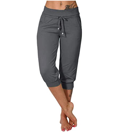 Strandhosen Damen Leicht Damen Hosen Sommer 3/4 Yogahose Damen 3/4 Pyjamahose Damen 3/4 Hosen Damen Sommer Trainingshose Damen Freizeithose Damen Sommer Damen Sommerhosen Leicht Trekkinghose Damen von FUPODD