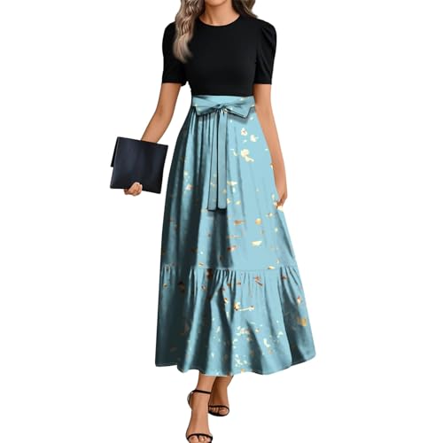 Strandkleid Damen Große Größen Sommerkleidung Elegant Shirtkleid Damen Sommer Sommerkleid Lang Strickkleid Multiway Kleid Italienische Kleider Infinity Lange Schicke Sommerkleider Salbeigrün von FUPODD