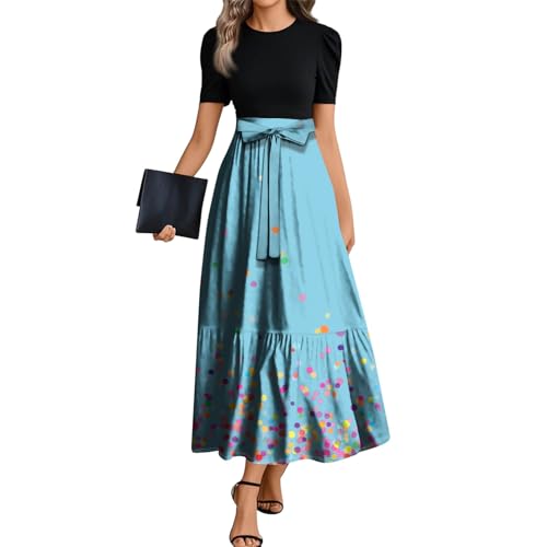 Strandkleid Damen Große Größen Sommerkleidung Elegant Shirtkleid Damen Sommer Sommerkleid Lang Strickkleid Multiway Kleid Italienische Kleider Infinity Lange Schicke Sommerkleider Salbeigrün von FUPODD