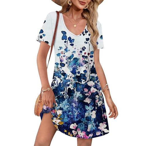 Strandkleid Damen Große Größen Sportbekleidung Blusenkleid Sommer Boho-Kleid A Linien Sommerkleid Damen Leicht Und Luftig Strandkleider T Shirt Kleid Schwangerschaftskleid Mit Hose Drunter Strandkleid Damen Große Größen Sportbekleidung Blusenkleid Sommer Boho-Kleid A Linien Sommerkleid Damen Leicht Und Luftig Strandkleider T Shirt Kleid Schwangerschaftskleid Mit Hose Drunter von FUPODD
