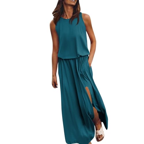 Strandkleid Damen Luftig Langes Sommerkleid Damen Elegant A Linien Tshirt Kleid Schwarz Damenkleider Sommer Schwarzes Vintage Kleider Shirtkleid Umstandskleid Weißes Hippie Kleidung Lang von FUPODD