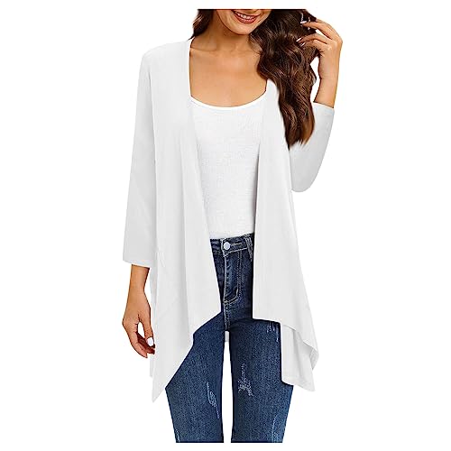 Strickjacken Für Damen Leicht Cardigan Damen Elegant Strickjacke Damen Lang Festlich Damen Strickjacke Langarm Strickmantel Damen Open Front Frauen Jacke Casual Winter Mantel High Low Saum von FUPODD