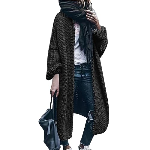 Strickmantel Damen Dicke Strickjacke Damen Lang Grobstrick Pullover & Strickjacken Für Damen Warme Strickjacke Damen Casual Langarm Cardigan Damen Elegant Open Front Sweater Frauen Winter von FUPODD