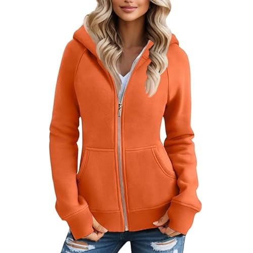 Sweatjacke Damen Mit Kapuze Gefüttert Fleecejacke Warm Hoodie Jacke Damen Mit Teddyfutter Sweashirt Frauen Causal Fleece Winterjacken Outdoor Pullover Kapuzenjacke Zipper Kapuzenpullover von FUPODD